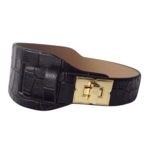 BCBG CROC CHOKER COLLAR NECKLACE GOLD BLACK